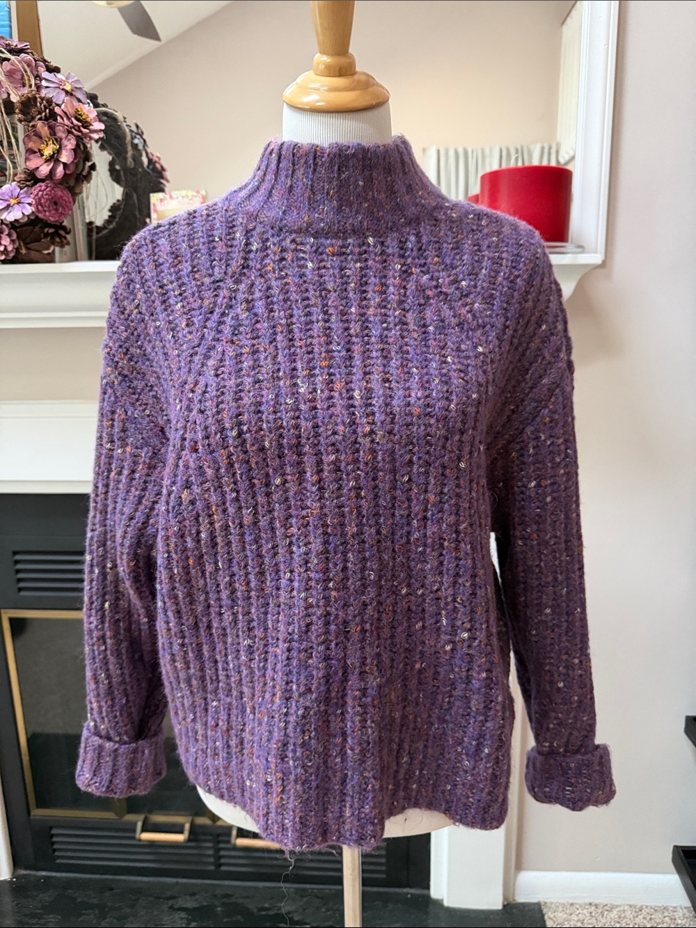 a new day Purple Speckled Turtleneck Sweater